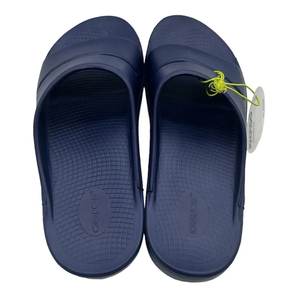 OOFOS OOahh Comfort Slide Sandals Men's Size 13 Navy Blue Slip On NWT‎ B Grade